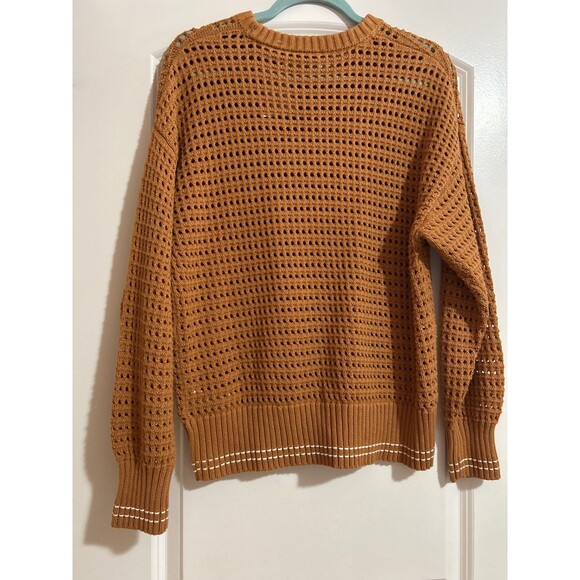 Varley Women’s Fox Knit Crochet Crew Neck Sweater in Almond Size M NWT - Picture 6 of 10